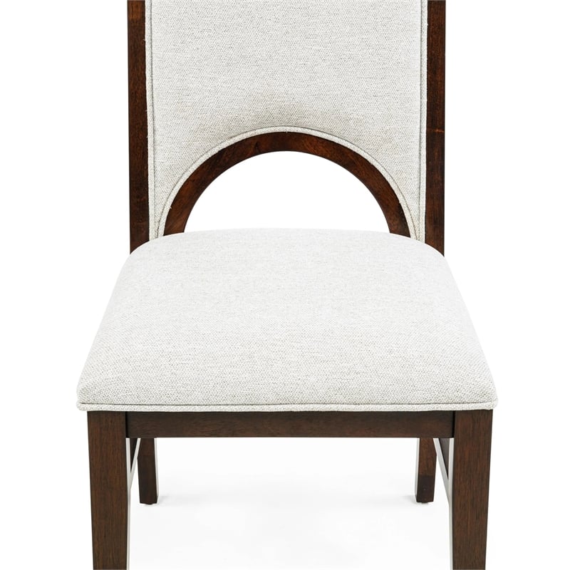 Mali Dining Side Chair Set of 2- Cutout Back - Dove Gray Fabric- Dark Brown