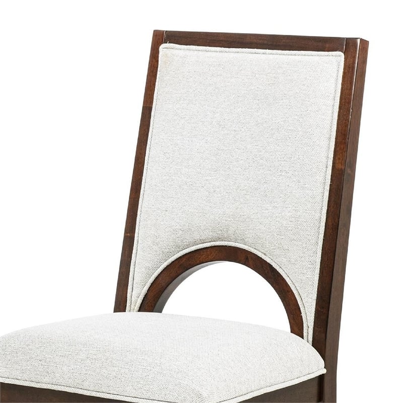 Mali Dining Side Chair Set of 2- Cutout Back - Dove Gray Fabric- Dark Brown