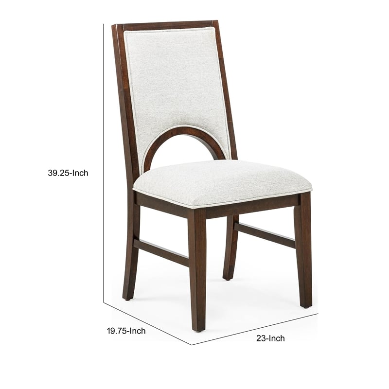Mali Dining Side Chair Set of 2- Cutout Back - Dove Gray Fabric- Dark Brown