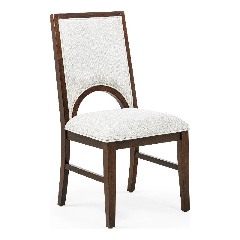 Mali Dining Side Chair Set of 2- Cutout Back - Dove Gray Fabric- Dark Brown