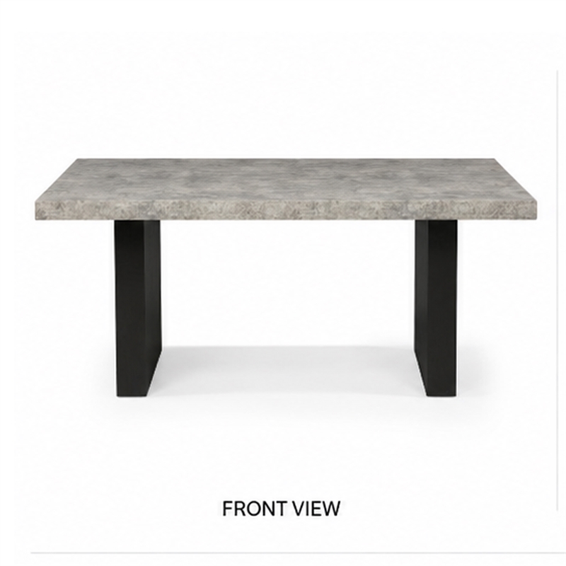 Seba Dining Table- Cement 3D Paper Veneer Top- Panel Legs- Black 72 Inch