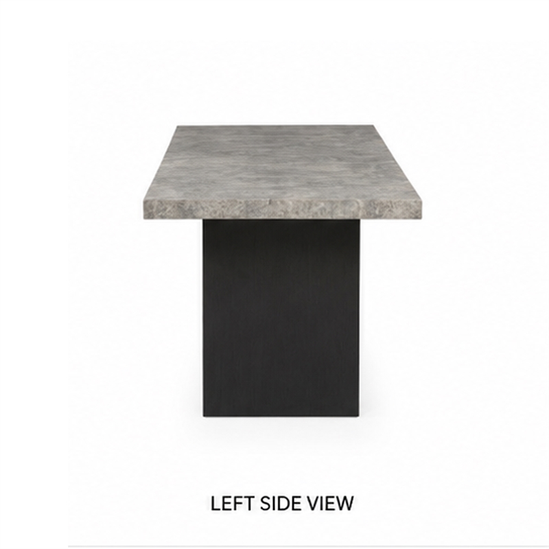Seba Dining Table- Cement 3D Paper Veneer Top- Panel Legs- Black 72 Inch