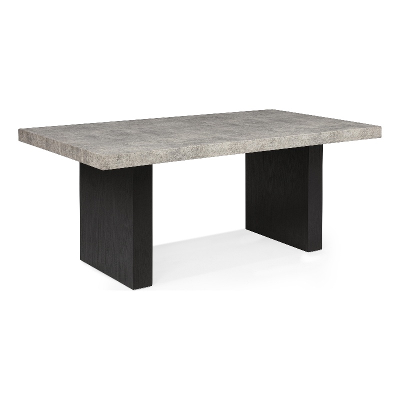 Seba Dining Table- Cement 3D Paper Veneer Top- Panel Legs- Black 72 Inch