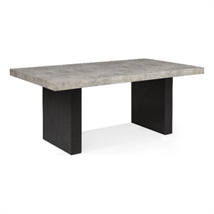 Seba Dining Table- Cement 3D Paper Veneer Top- Panel Legs- Black 72 Inch