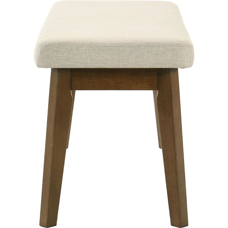 Stan Dining Bench- Noble Platinum Beige Seat- Smoke Walnut Brown 45 Inch