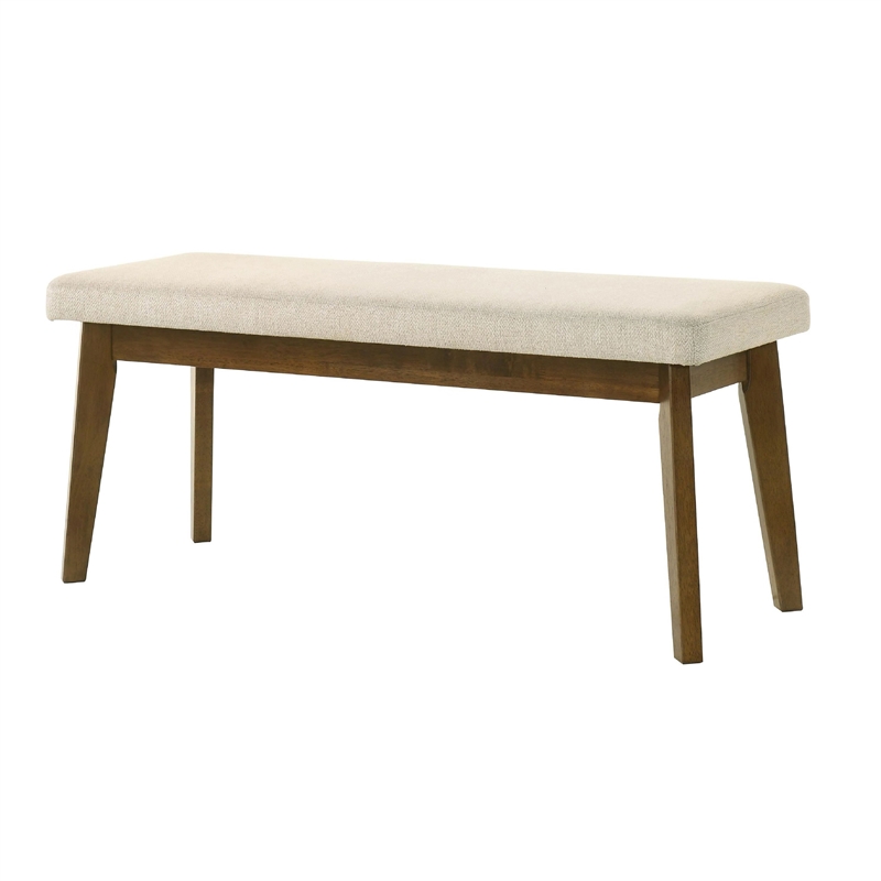 Stan Dining Bench- Noble Platinum Beige Seat- Smoke Walnut Brown 45 Inch