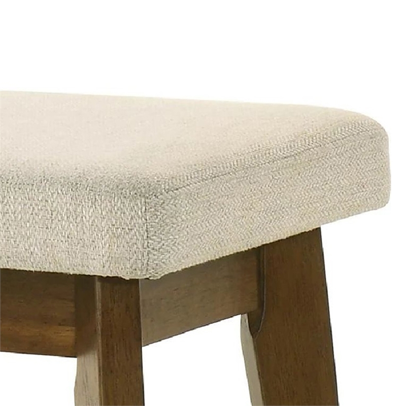 Stan Dining Bench- Noble Platinum Beige Seat- Smoke Walnut Brown 45 Inch