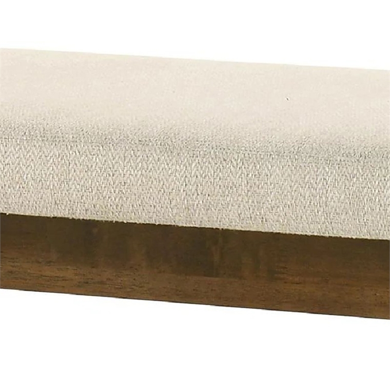 Stan Dining Bench- Noble Platinum Beige Seat- Smoke Walnut Brown 45 Inch