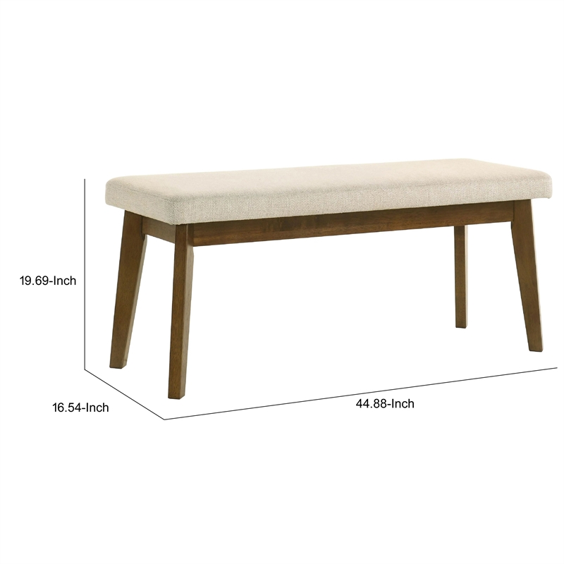 Stan Dining Bench- Noble Platinum Beige Seat- Smoke Walnut Brown 45 Inch