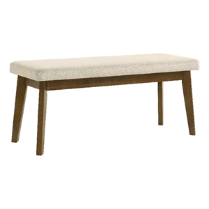 Stan Dining Bench- Noble Platinum Beige Seat- Smoke Walnut Brown 45 Inch