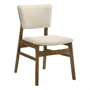 Stan Dining Chair Set of 2- Noble Platinum Beige Fabric- Walnut Brown