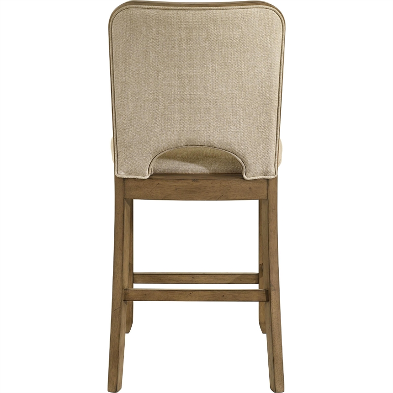 Rell Counter Stool Chair Set of 2- Cutout Back- Beige- Antique Brown