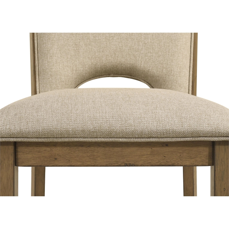 Rell Counter Stool Chair Set of 2- Cutout Back- Beige- Antique Brown