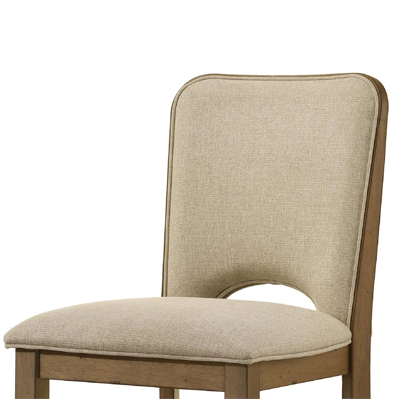 Rell Counter Stool Chair Set of 2- Cutout Back- Beige- Antique Brown