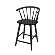 Anna Counter Stool Chair Set of 2- Curved Spindle Back- Footrests- Black