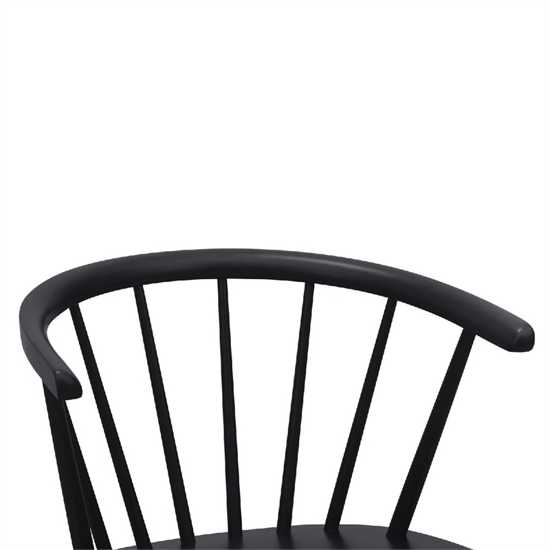 Anna Counter Stool Chair Set of 2- Curved Spindle Back- Footrests- Black