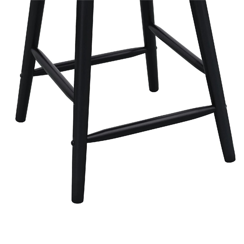 Anna Counter Stool Chair Set of 2- Curved Spindle Back- Footrests- Black