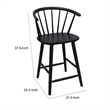 Anna Counter Stool Chair Set of 2- Curved Spindle Back- Footrests- Black