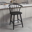 Anna Counter Stool Chair Set of 2- Curved Spindle Back- Footrests- Black