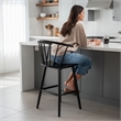 Anna Counter Stool Chair Set of 2- Curved Spindle Back- Footrests- Black