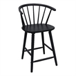 Anna Counter Stool Chair Set of 2- Curved Spindle Back- Footrests- Black