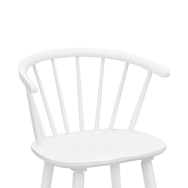 Anna Counter Stool Chair Set of 2- Curved Spindle Back- Footrests- White