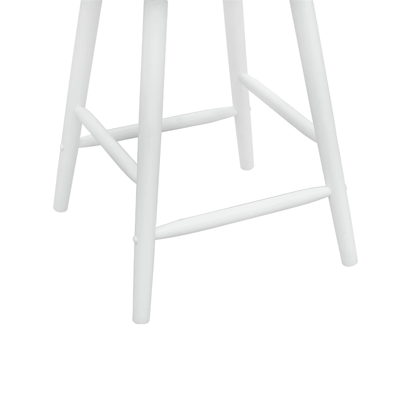 Anna Counter Stool Chair Set of 2- Curved Spindle Back- Footrests- White
