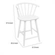 Anna Counter Stool Chair Set of 2- Curved Spindle Back- Footrests- White