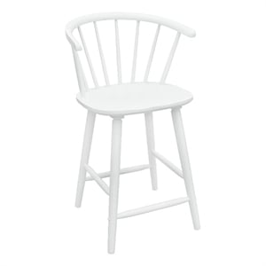 Anna Counter Stool Chair Set of 2- Curved Spindle Back- Footrests- White