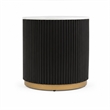 Frey Side End Table- White Faux Marble- Reeded Base- Gold Banding 22 Inch