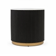 Frey Side End Table- White Faux Marble- Reeded Base- Gold Banding 22 Inch