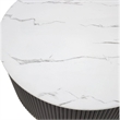 Frey Side End Table- White Faux Marble- Reeded Base- Gold Banding 22 Inch