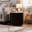 Frey Side End Table- White Faux Marble- Reeded Base- Gold Banding 22 Inch