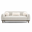 Dea Bench Sofa- 3 Faux Fur Accent Pillows- White Chenille- 84 Inch