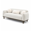 Dea Bench Sofa- 3 Faux Fur Accent Pillows- White Chenille- 84 Inch