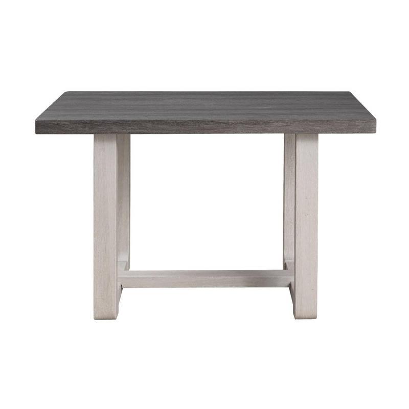 Sesa Dining Table- 48 Inch Rectangular Top- Trestle Base- Gray and White