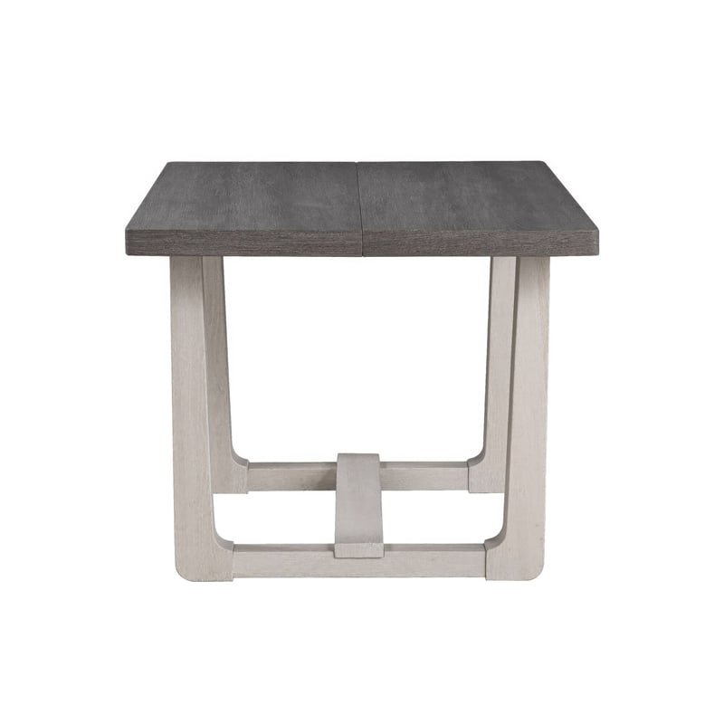 Sesa Dining Table- 48 Inch Rectangular Top- Trestle Base- Gray and White