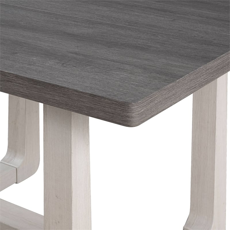 Sesa Dining Table- 48 Inch Rectangular Top- Trestle Base- Gray and White
