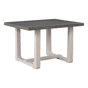 Sesa Dining Table- 48 Inch Rectangular Top- Trestle Base- Gray and White