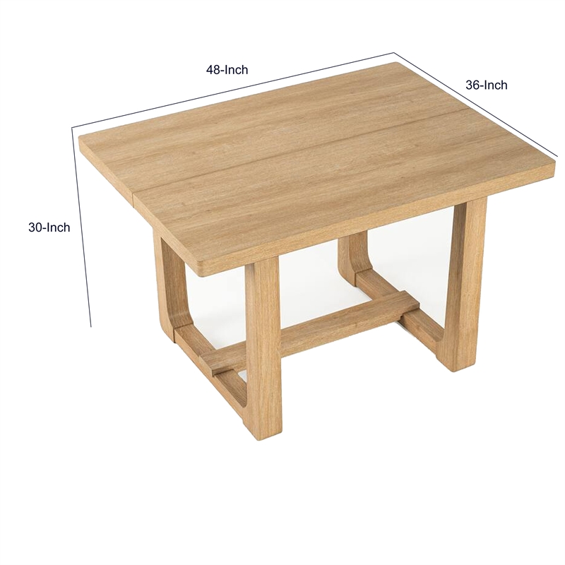 Sesa Dining Table- 48 Inch Rectangular Top- Trestle Base- Natural Brown