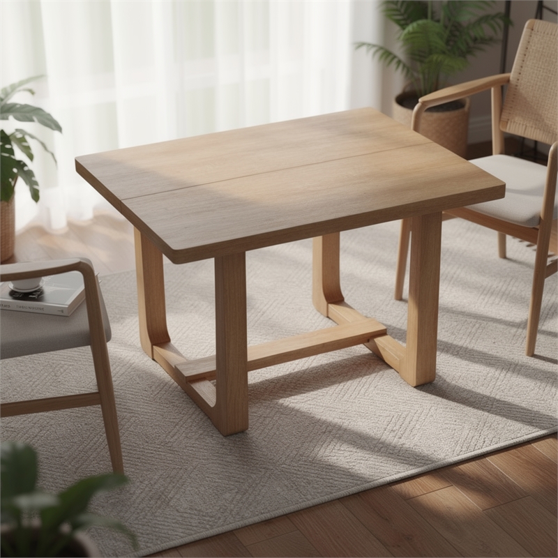 Sesa Dining Table- 48 Inch Rectangular Top- Trestle Base- Natural Brown