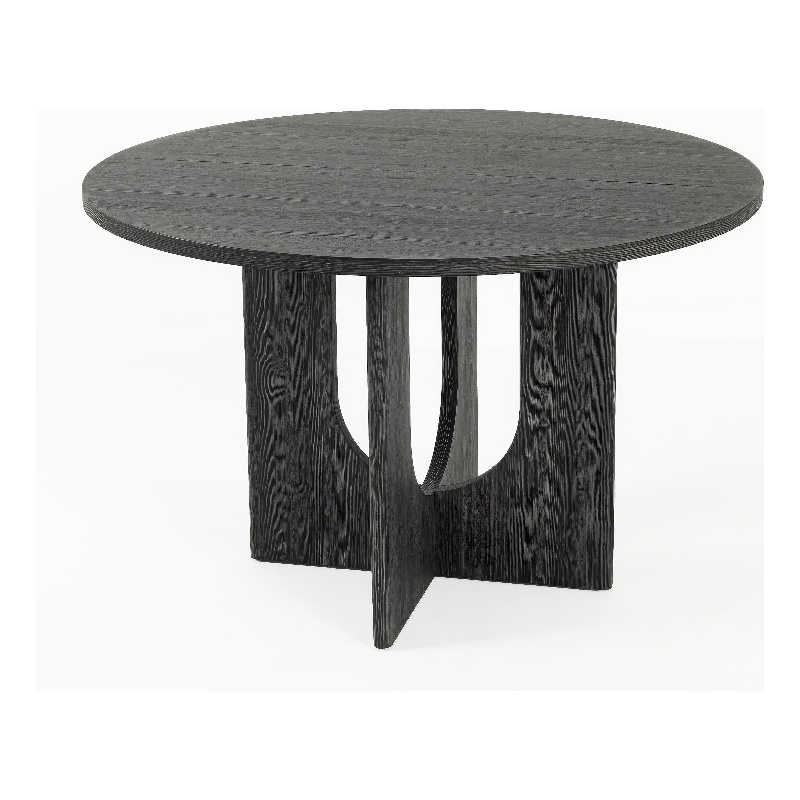 Kysa Dining Table- 47 Inch Round Top- Cross U Pedestal Base- Dark Gray