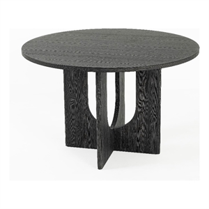 Kysa Dining Table- 47 Inch Round Top- Cross U Pedestal Base- Dark Gray