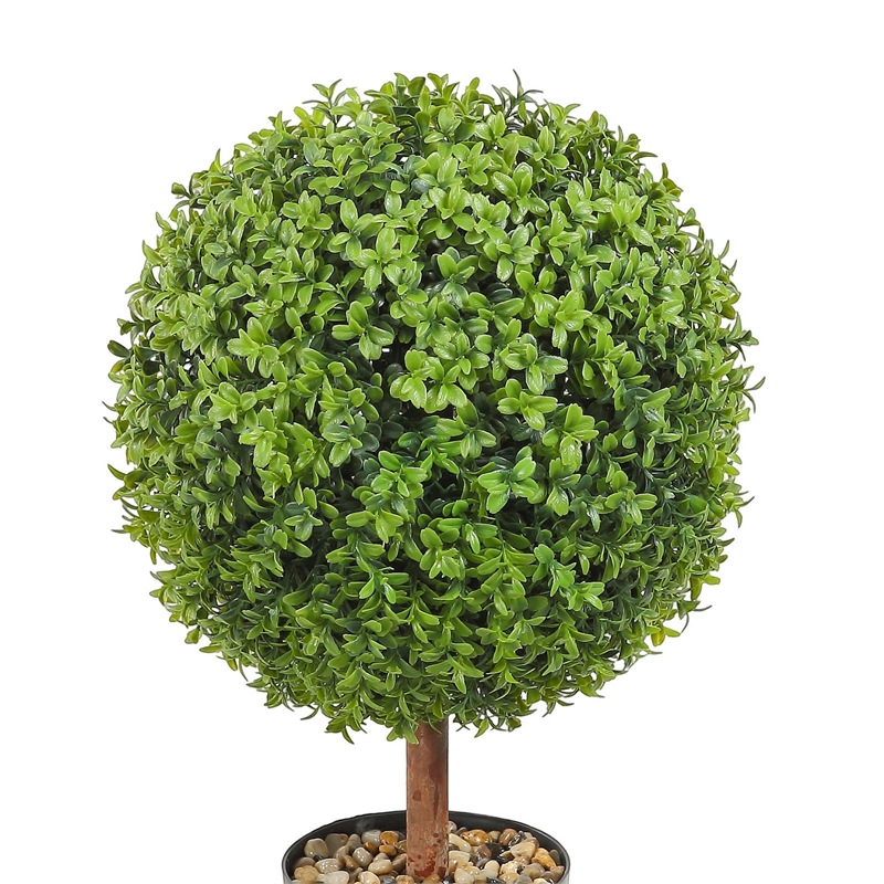 Boxwood Topiary w Butterflies- Set of 2- Wood-Poly Silk- Lifelike 22 Inch