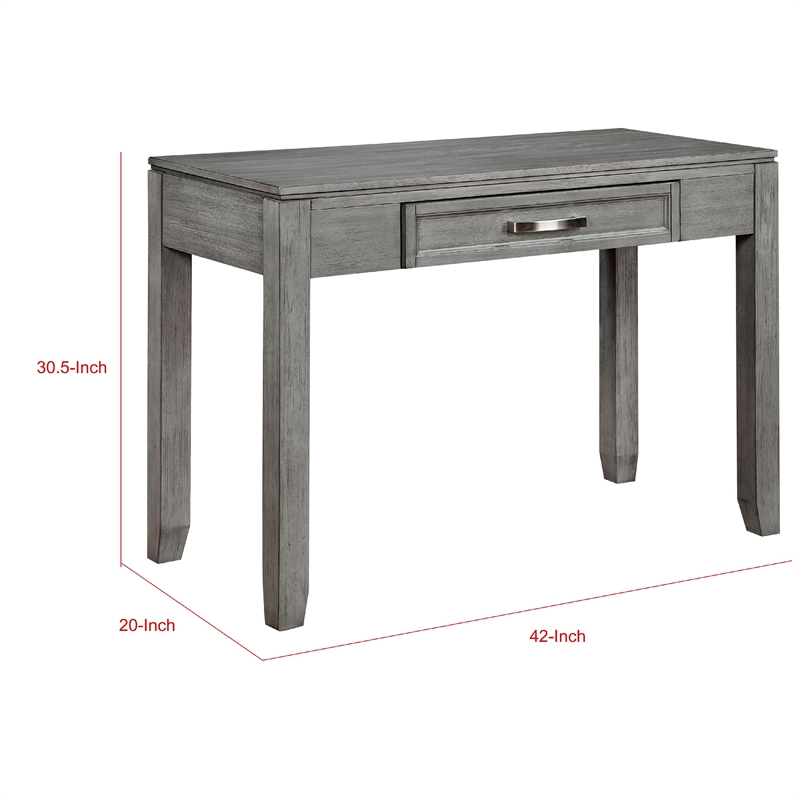 Gare Writing Desk w Drawer- Frame Molding- Rustic Gray and Silver 42 Inch