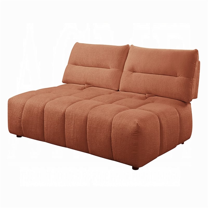 Leya Modular Loveseat- Adjustable back- Foam Channeled Coral Red Linen