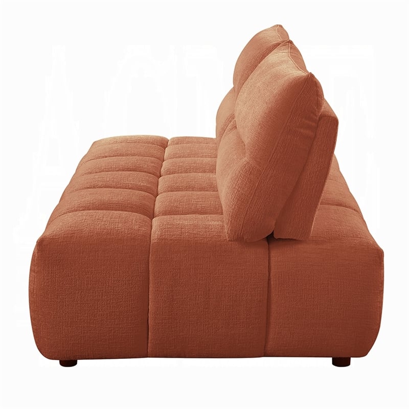 Leya Modular Loveseat- Adjustable back- Foam Channeled Coral Red Linen
