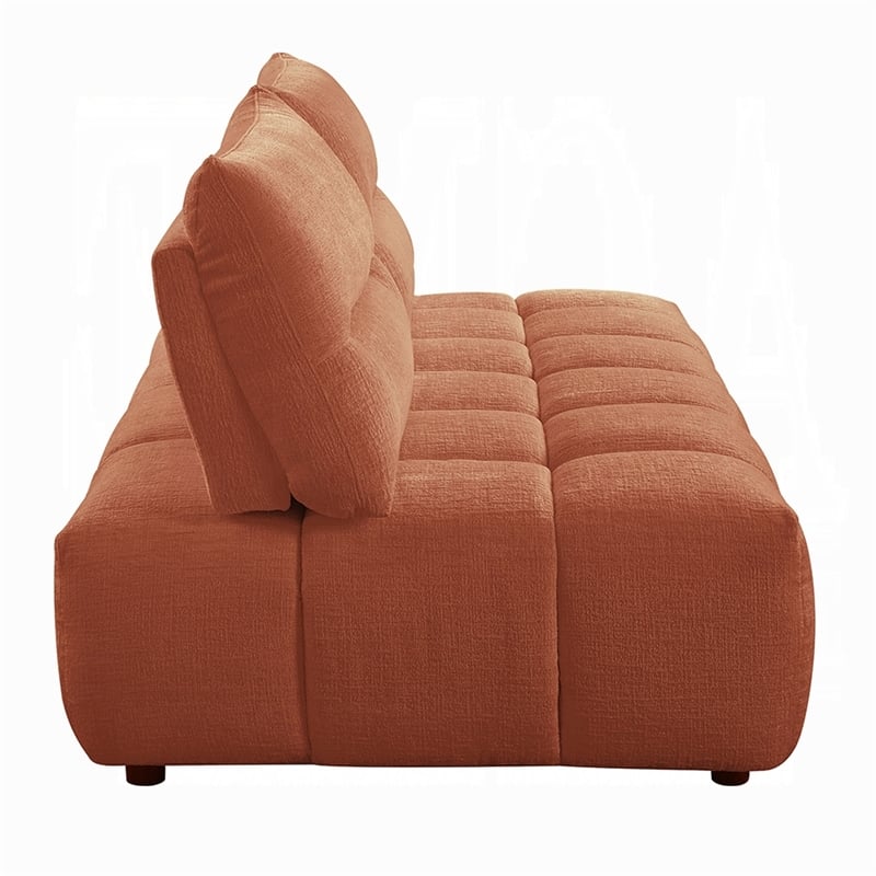 Leya Modular Loveseat- Adjustable back- Foam Channeled Coral Red Linen