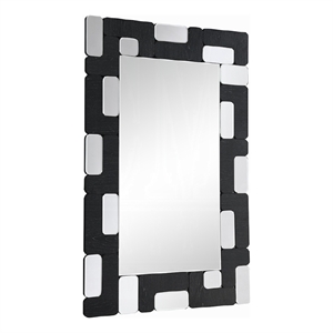 Kia Dresser Mirror- Block Design- Metallic Silver and Black Veneer 32x47