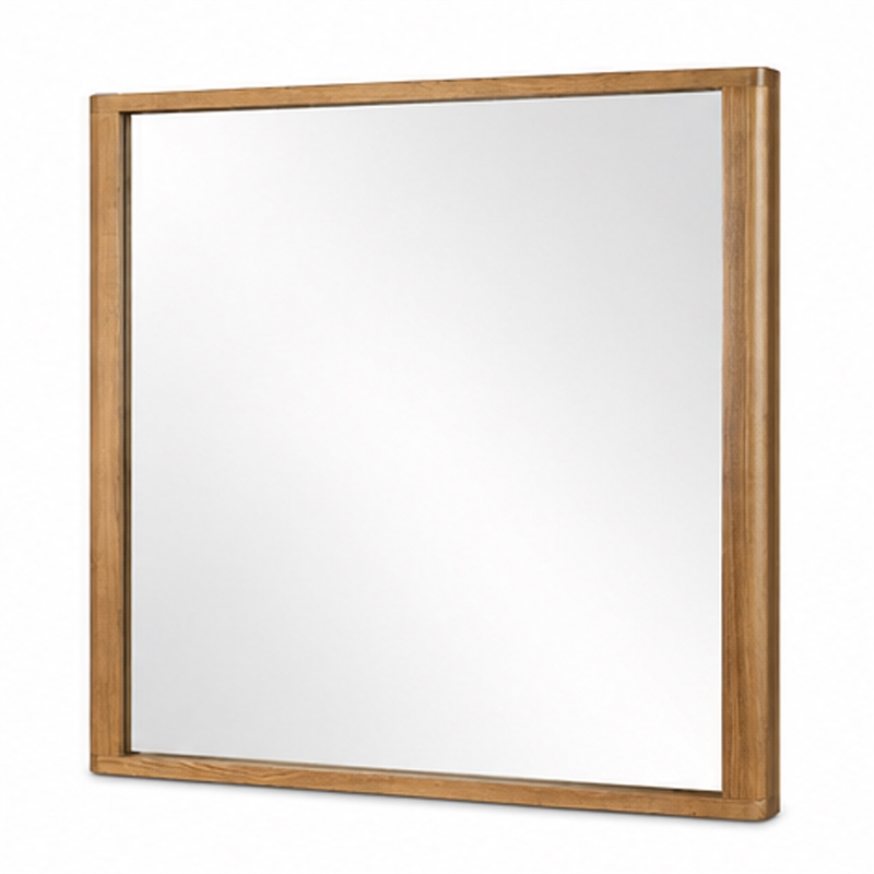Sery Vanity Dresser Mirror- Rustic Oak Brown Wood Frame- 40x42